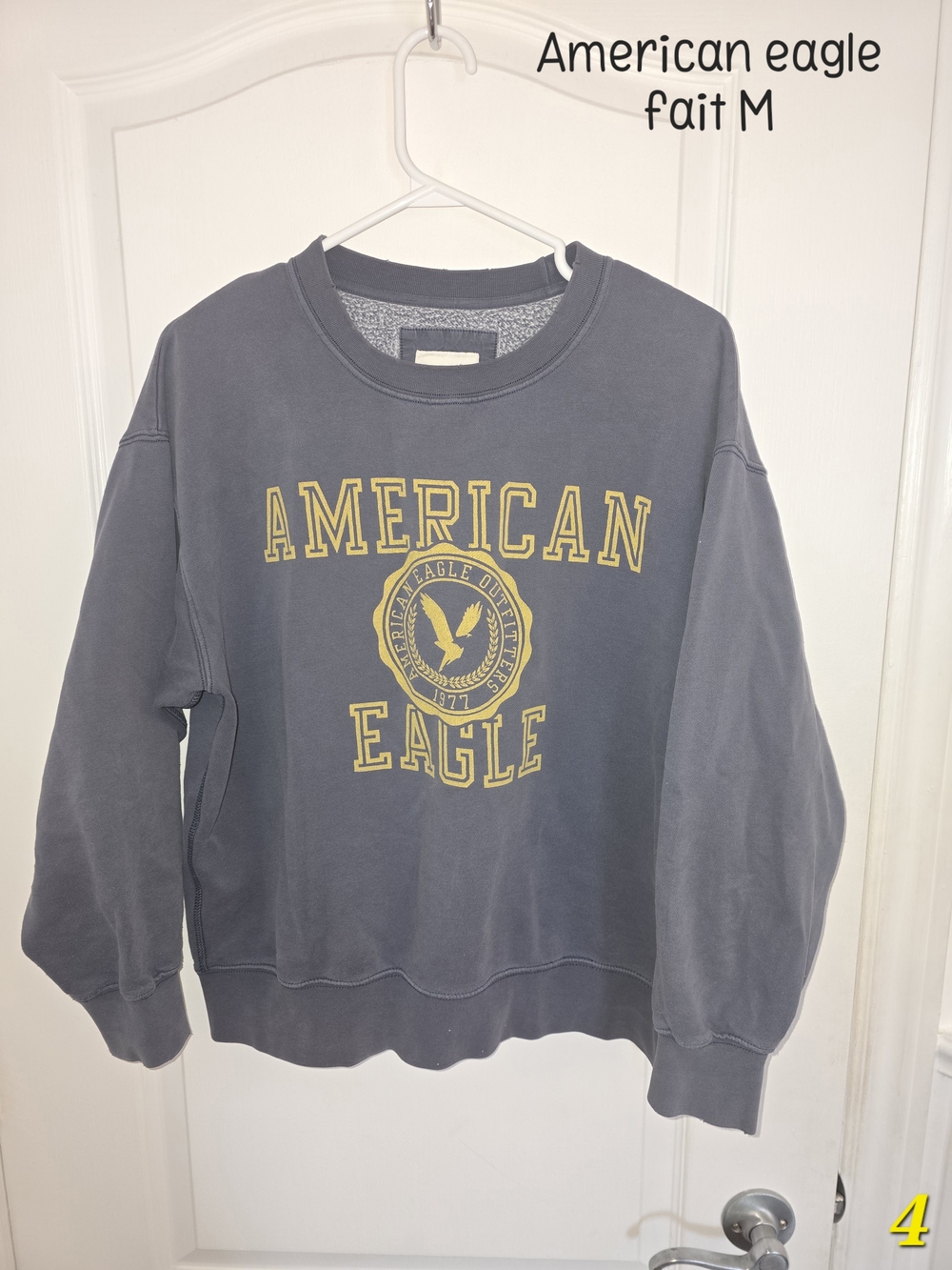 American Eagle Outfitters Men’s Charcoal Crewneck Sweatshirt with Yellow Logo